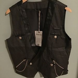 Men’s White Pinstripe Vest. Mob.
